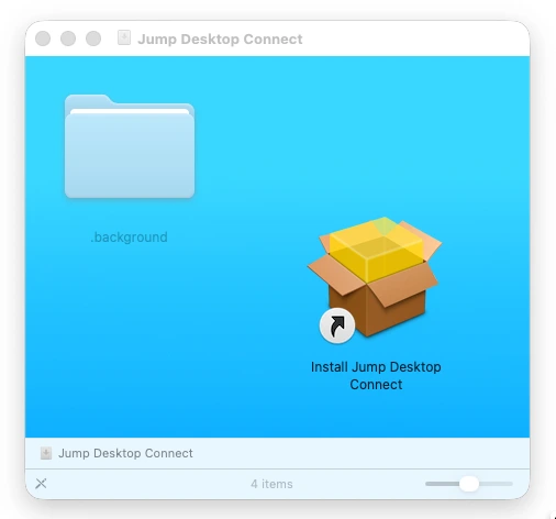 The Jump Desktop Connect disk image with the Install Jump Desktop Connect icon to double-click