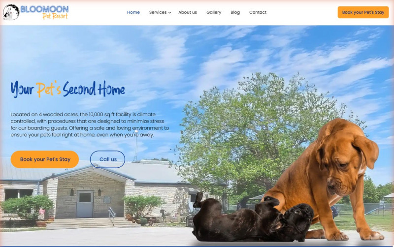 Bloomoon Pet Resort website